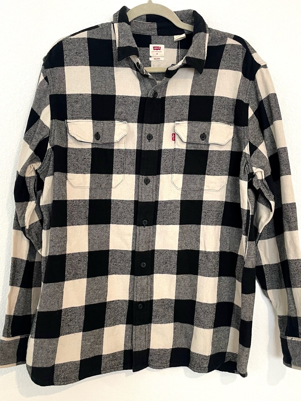 Levi's Relaxed Fit Black and White Buffalo Plaid Button-Down Shirt